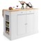 Adjustable Kitchen Island with Storage Cabinet and Solid Wood Top